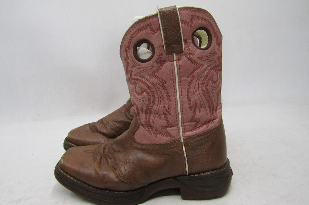 Durango Little Youth Size 3 M Pink Brown Leather Buckaroo Cowboy Western Boots